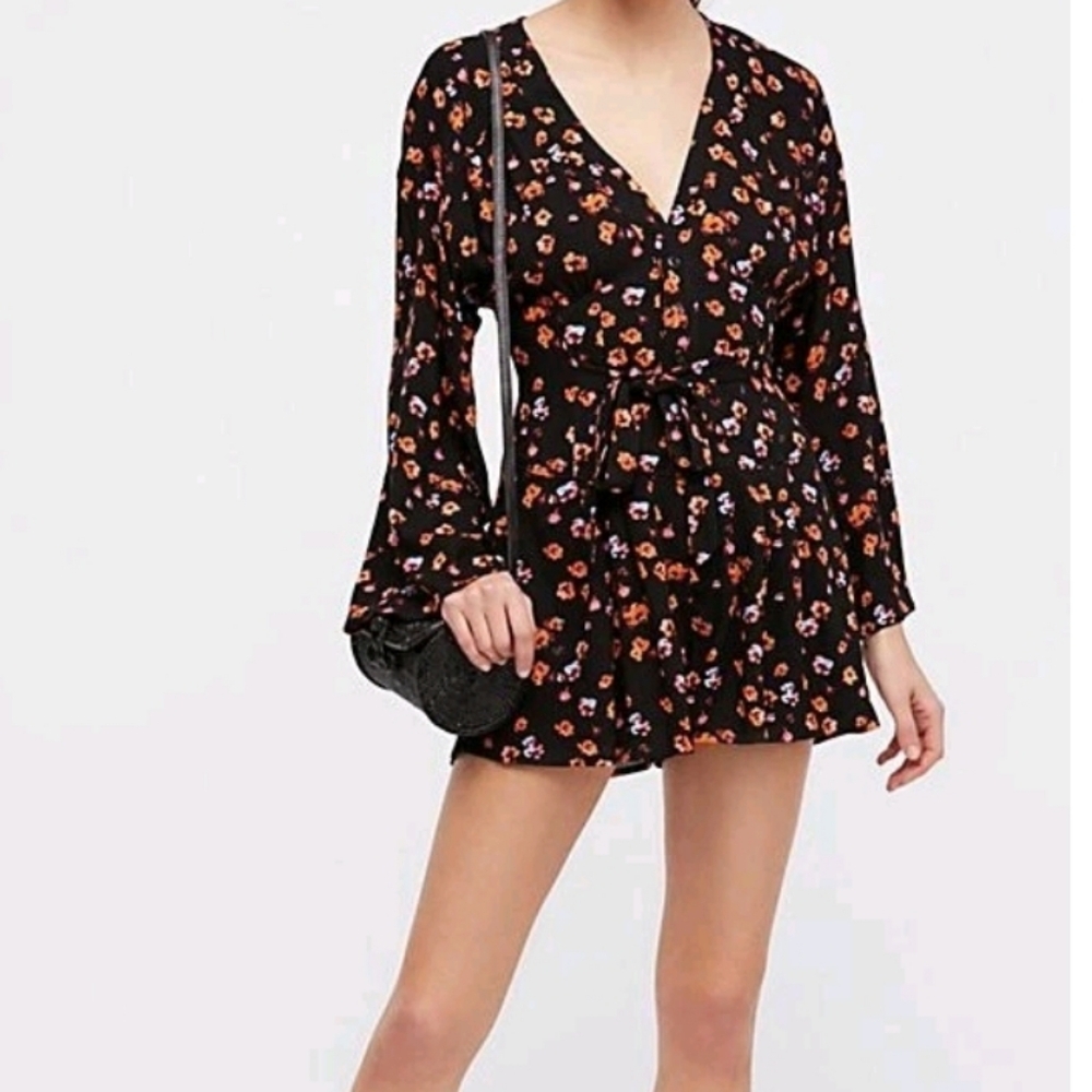 Free People L'amour Printed Romper In Black Combo Size 0 View 2